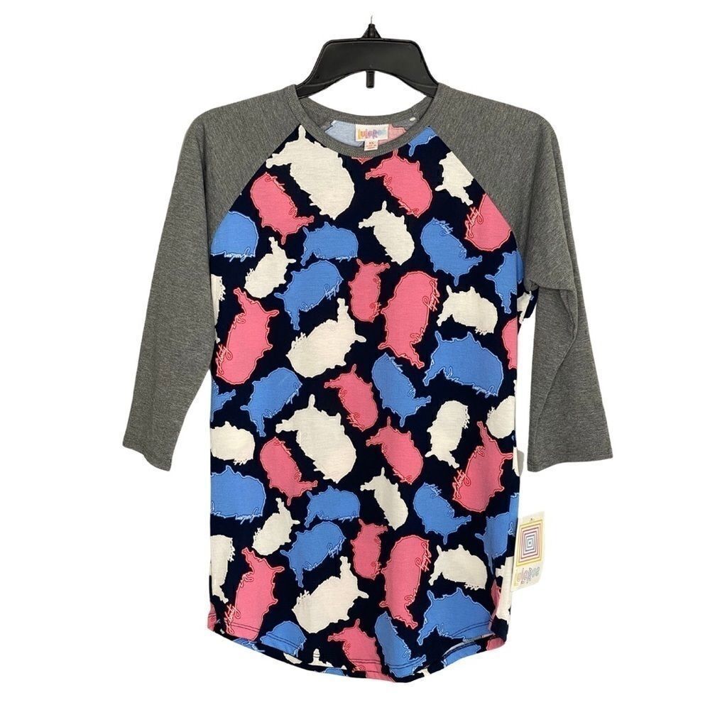 LuLaRoe Randy Patriotic Blue Red Shirt XS‎